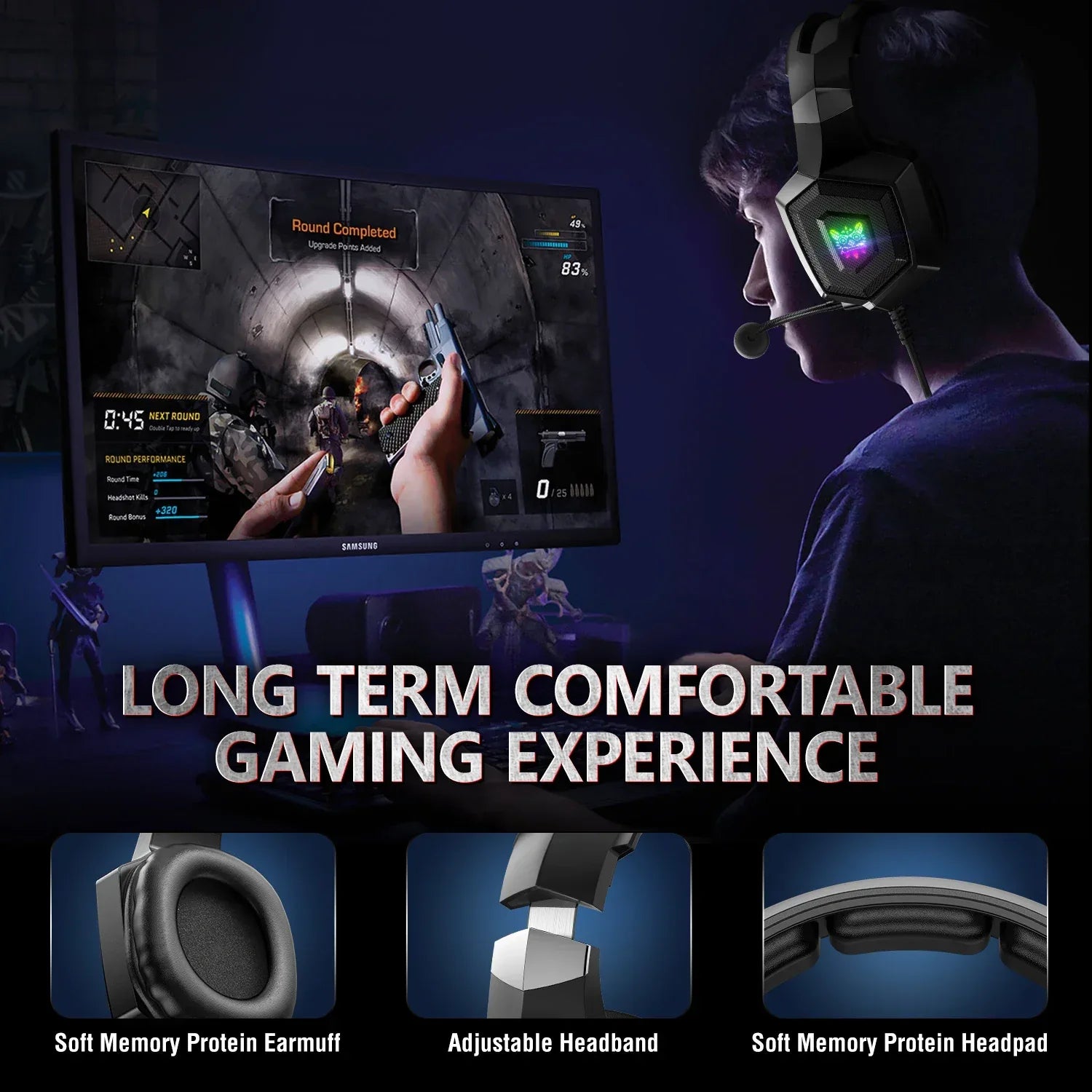 Wired Gaming Headphones With HD Mic and RGB Lights - Tidesmit Tidesmit
