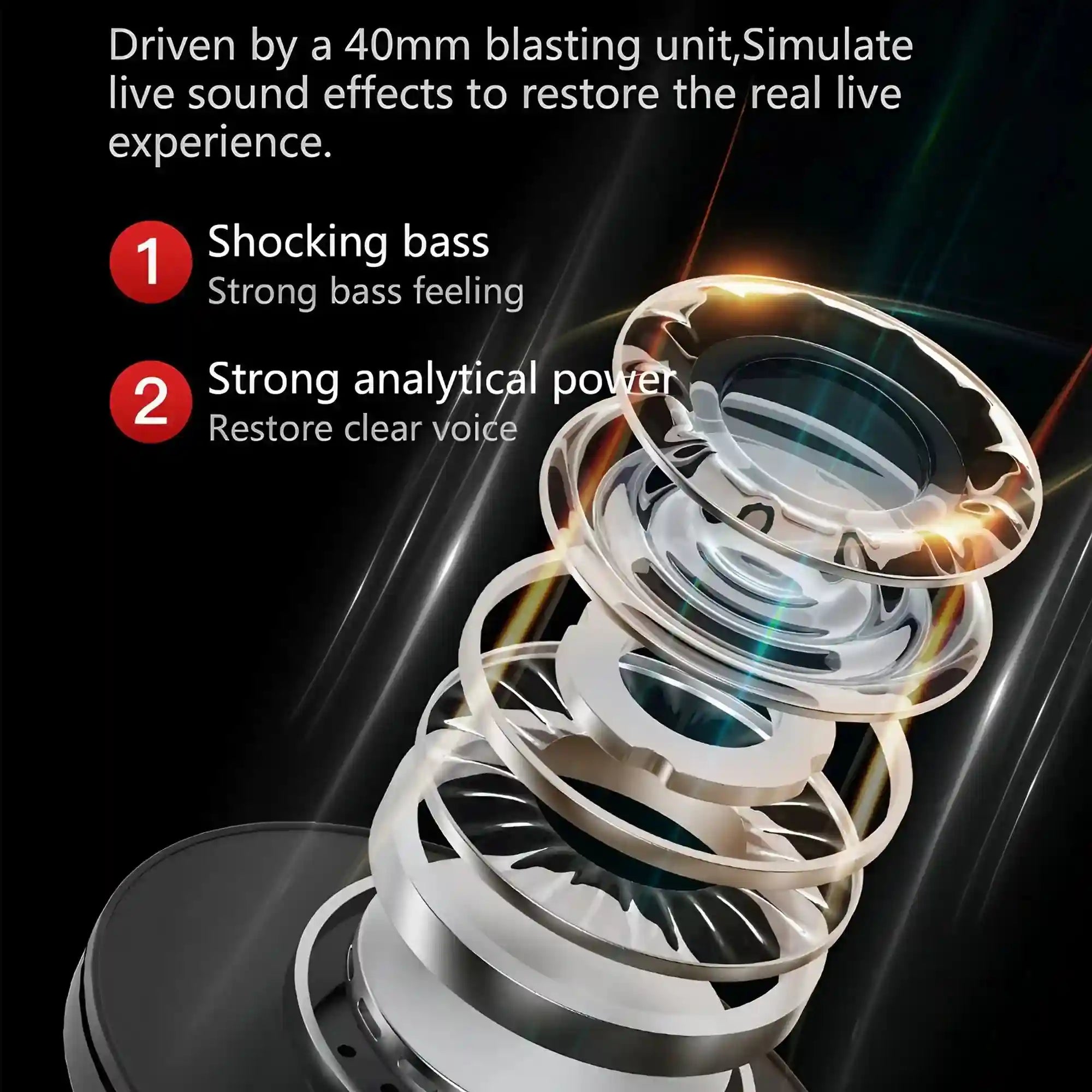 Wireless Bluetooth Headband Headphones - Foldable Bass by Tidesmit Tidesmit