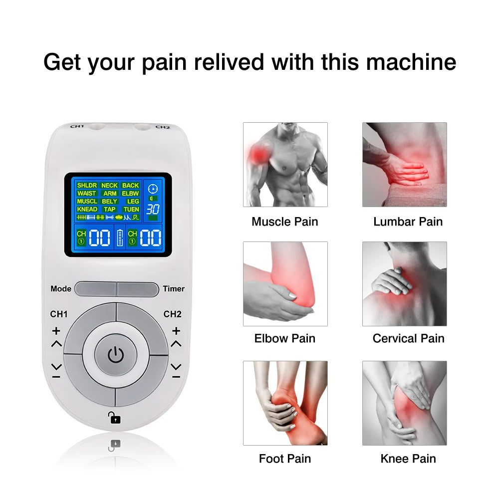 Electric TENS Muscle Stimulator - 4-Mode Portable Massager White Back Massage Instrument Tidesmit