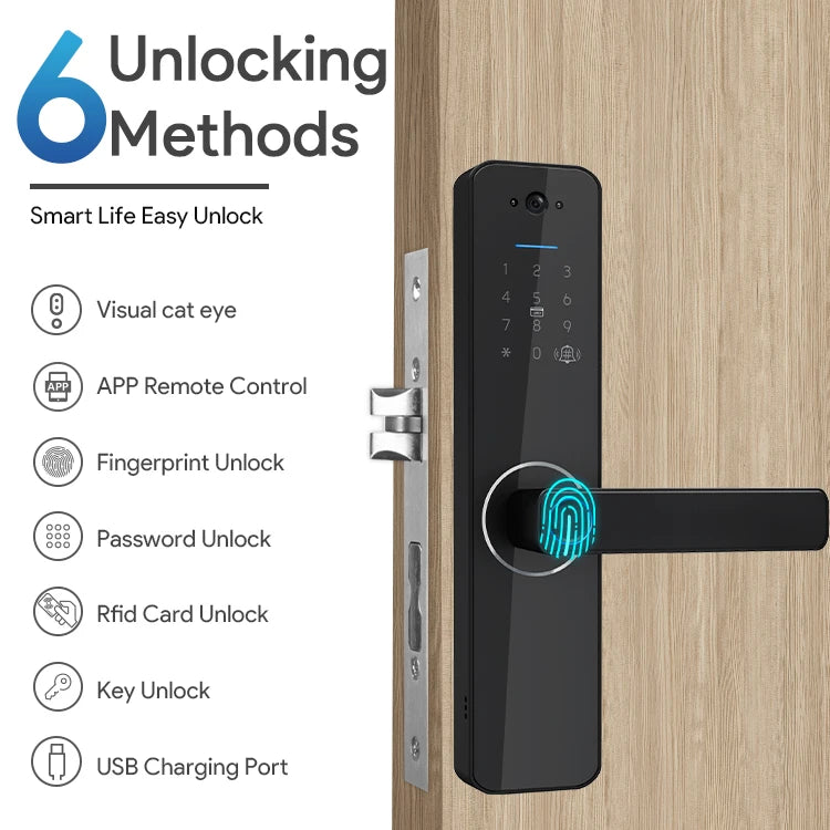Security Residential Electronic Lock Serure De Porte Cerradura Inteligente Para Puerta Digital Tuya Smart Door Lock With Camera