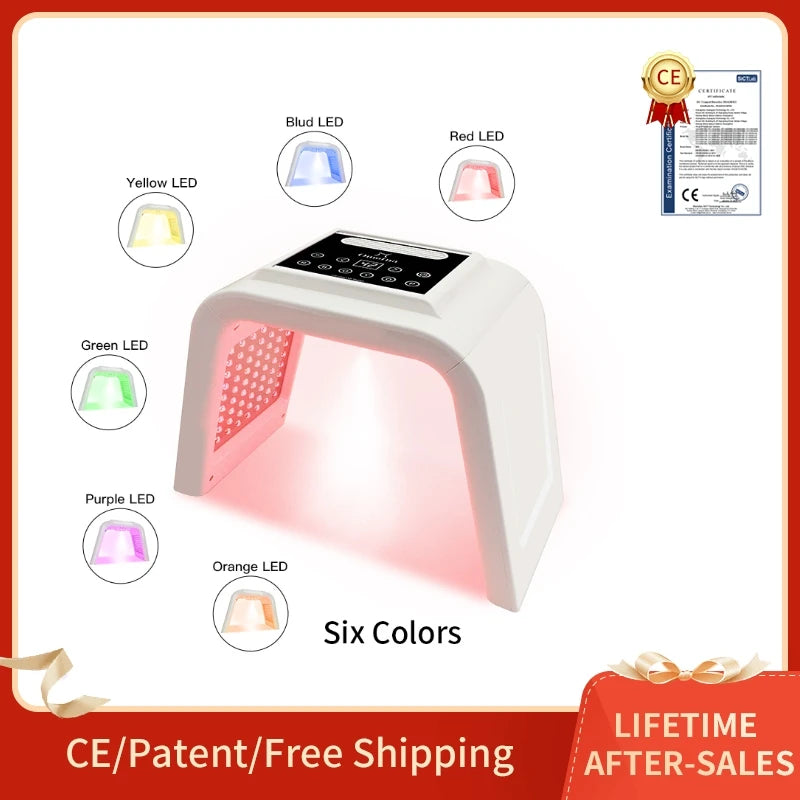 7-color PDT LED light therapy facial mask machine for home skin rejuvenation, acne, and anti-aging treatments.