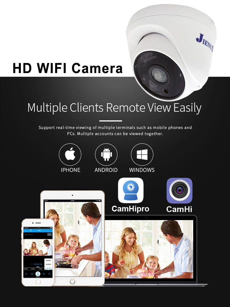 JIENUO 5MP Dome Wifi IP Camera 128G 64G 32G Cctv Security Surveillance Wireless Infrared Night Vision Onvif 1080P Home Cam CamHi
