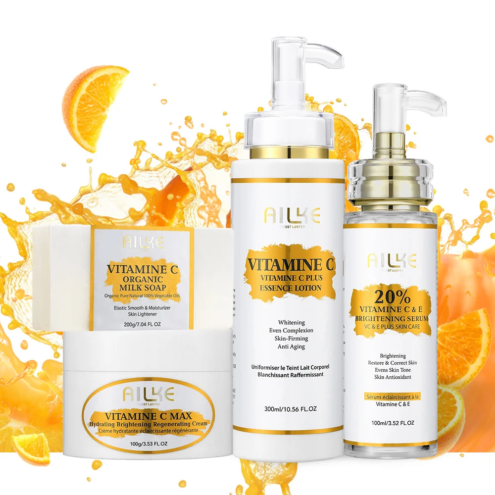 Ailke Vitamin C organic milk soap box with pump bottle skincare items