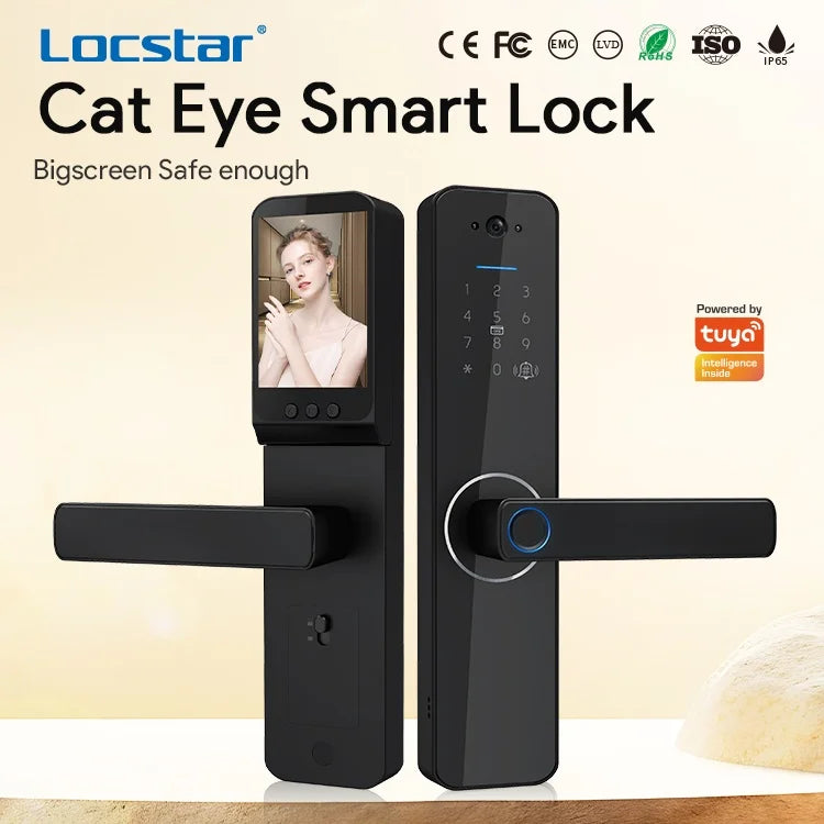 Security Residential Electronic Lock Serure De Porte Cerradura Inteligente Para Puerta Digital Tuya Smart Door Lock With Camera