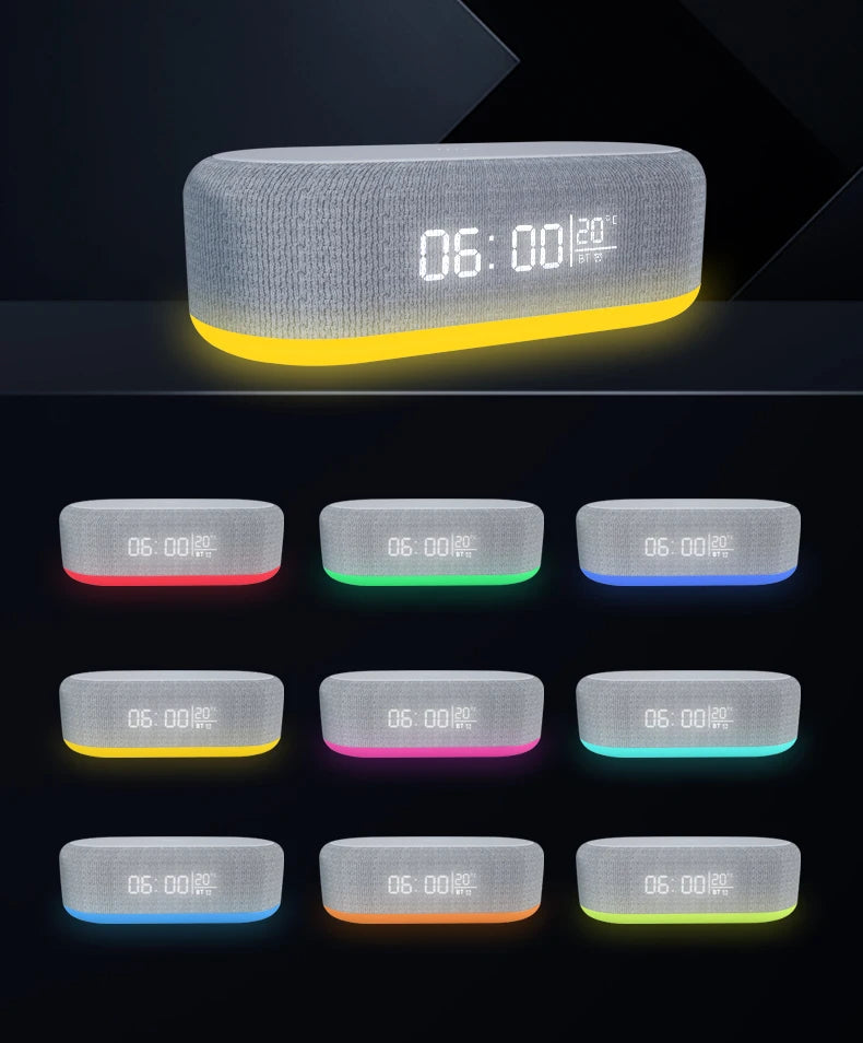 Portable Bluetooth Speaker with Wireless Charger and Alarm Clock - White Tidesmit