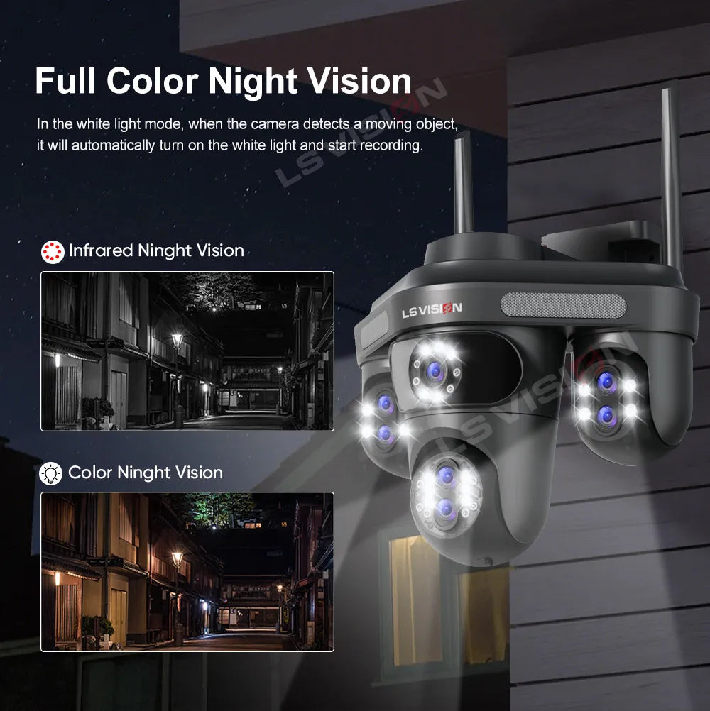 LS VISION 35MP WiFi IP Camera 7 Lens 10X Zoom Outdoor 3PTZ 360° Surveillance Security Camera Smart Home Ai Tracking CCTV Cam