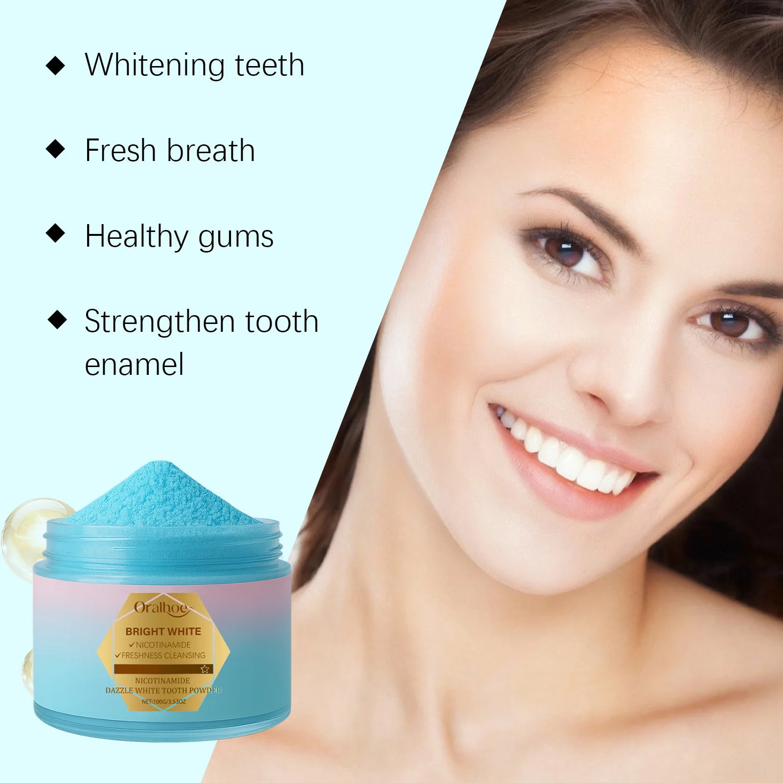 Tidesmit Niacinamide bleaching toothpaste for removing yellow teeth stains and improving bad breath oral hygiene.
