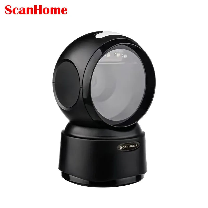 ScanHome 2D barcode scanner, black housing with angled circular scan window