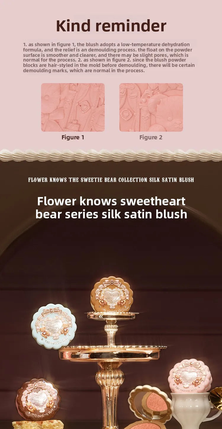 Tidesmit Flower Knows Sweetie Bear silk satin blush powder texture close-up for natural matte face contour