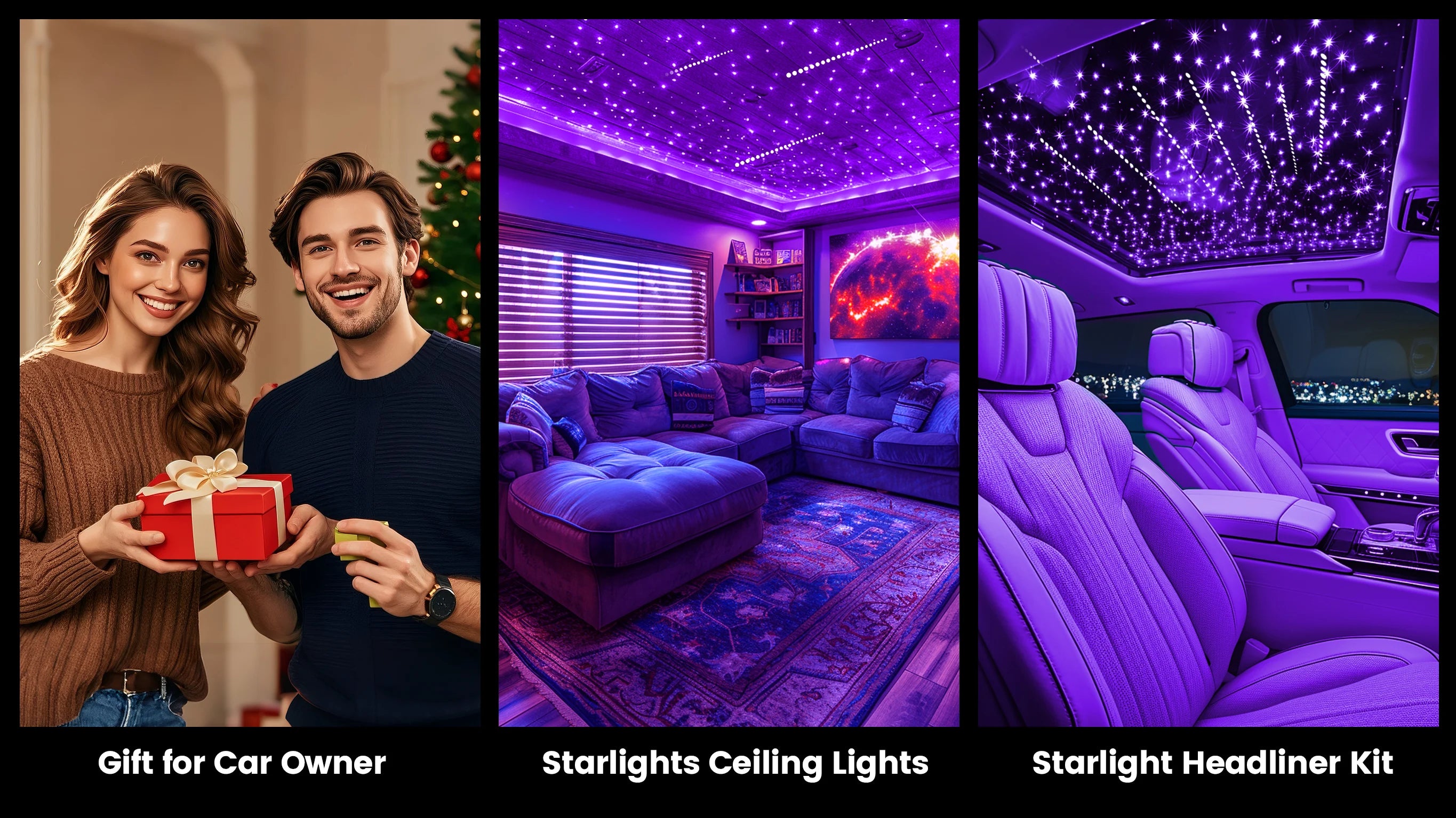 Twinkle & Meteor Starlight Headliner Kit for Car Strands for Ambient Interior Decor 32W RGBW Fiber Optic Star Light Engine