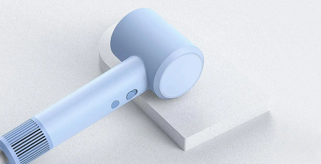 Mijia H501SE high-speed hair dryer in light blue with sleek, minimalist design and professional hair care controls.