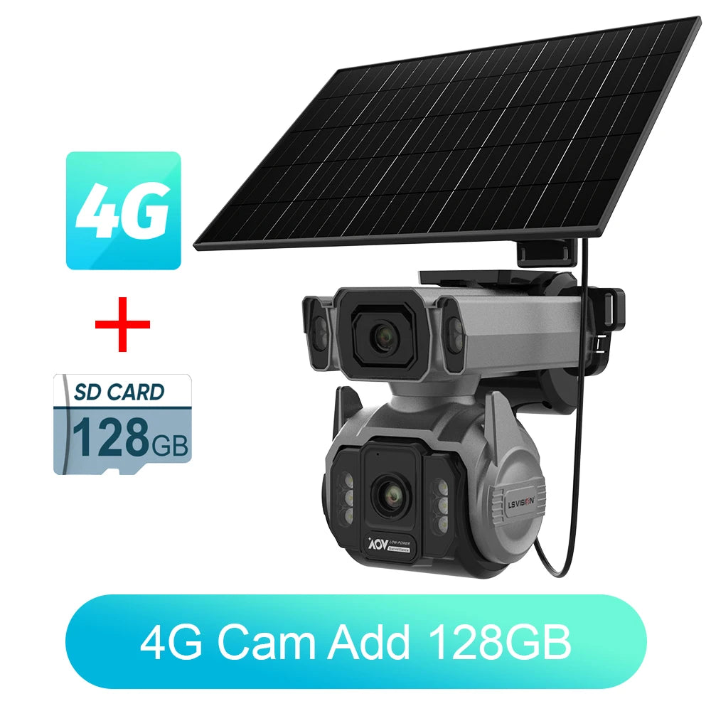 LS VISION AOV AI Tracking Outdoor Surveillance Camera 12X Optical Zoom Cctv Camera 4G Cloud SIM Dual Screen  24/7 Video Record
