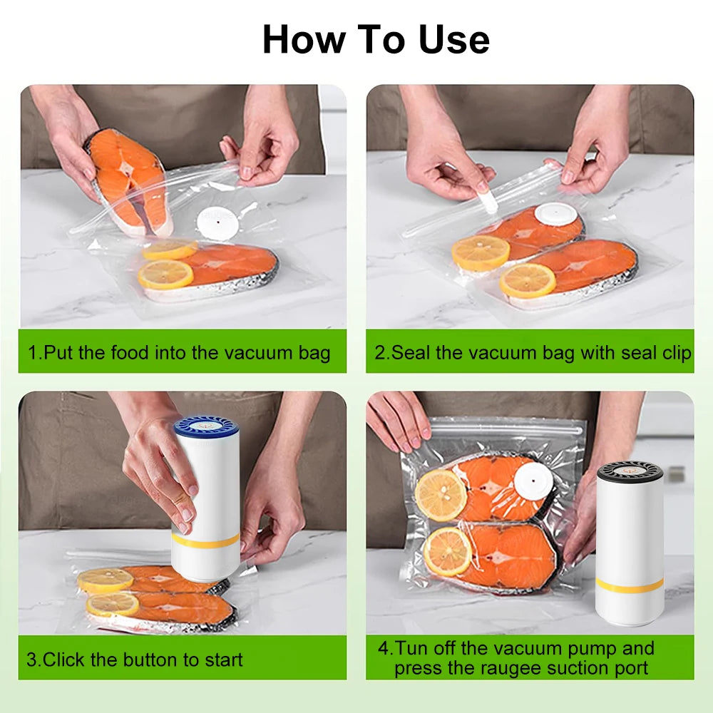 Mini Vacuum Sealer Air Pump Food Vacuum Packaging Machine Electric Vacuum Sealer Bag Automatic Sealing Rechargeable Vacuum Pump