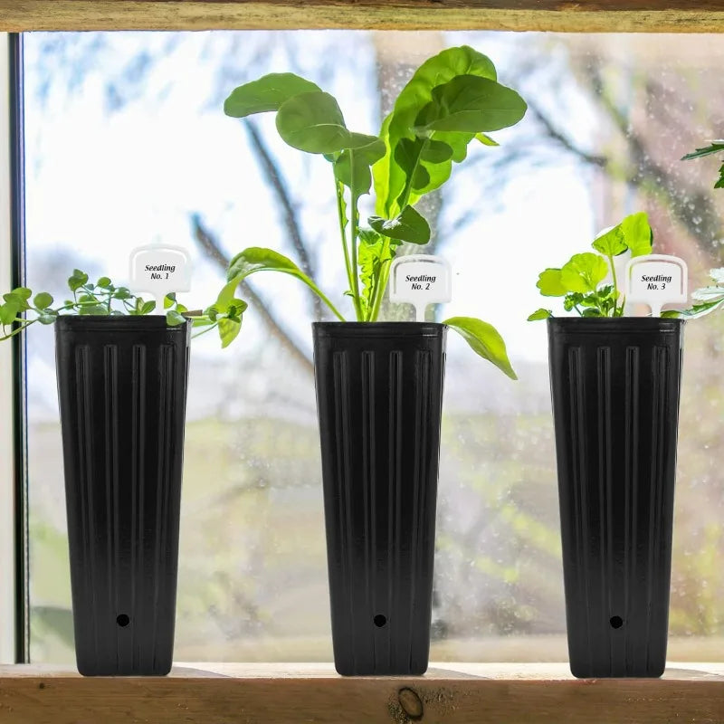 Plastic Deep Plant Nursery Pots Large Seedling Flower Container Starting Pots with Drainage Holes for Indoor Outdoor Gardening