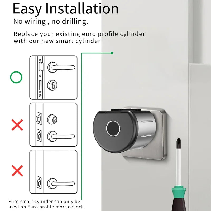 Biometric Fingerprint Door Lock with TTLock IP66 Waterproof Keyless Entry Smart Lock (Fingerprnt/IC Card/APP) High Security