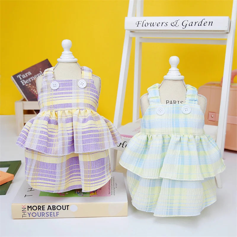 Candy Color Puppy Dog Layered Skirt Dresses Spring Summer Pet Clothes for Small Dogs Poodle Yorkshire mascotas Princess Dresses