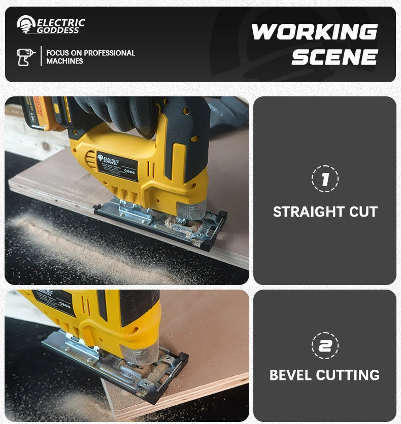 Cordless Jigsaw 3500RPM Electric Saw 45 Degree Cutting Angle Jigsaw Woodworking Tools For Dewalt 20V Battery Pin