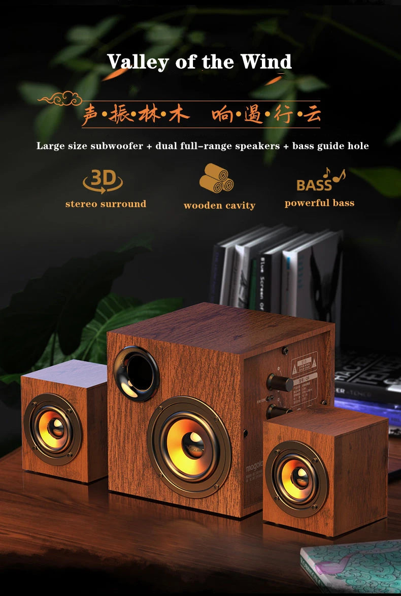 Portable Bluetooth Speaker - Wooden Desktop Audio with Deep Bass Tidesmit