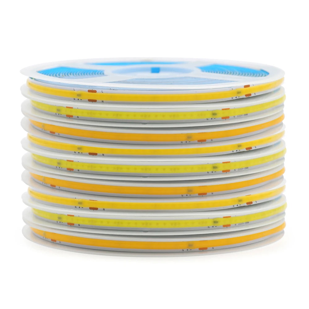 COB LED Strip Light Power Kit 220V 110V AC 3000K 4000K 6000K 2pin 240LEDs/m with IC Driver IP20 8mm PCB Dimmable Linear Lighting