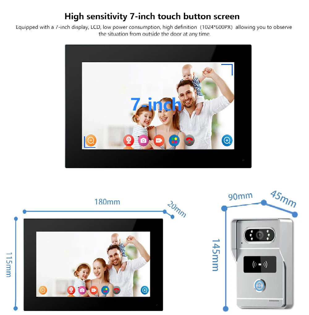support tuya app Smart Video Intercom 1080P AHD WiFi Access Control System Camera Monitor Villa Home Security