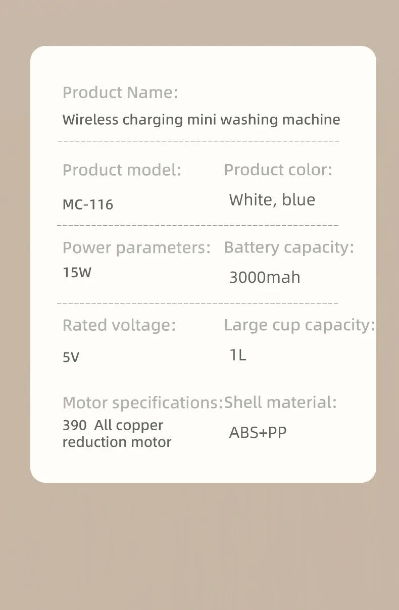 Tidesmit Mini Electric Washing Machine 220V Wireless Charging