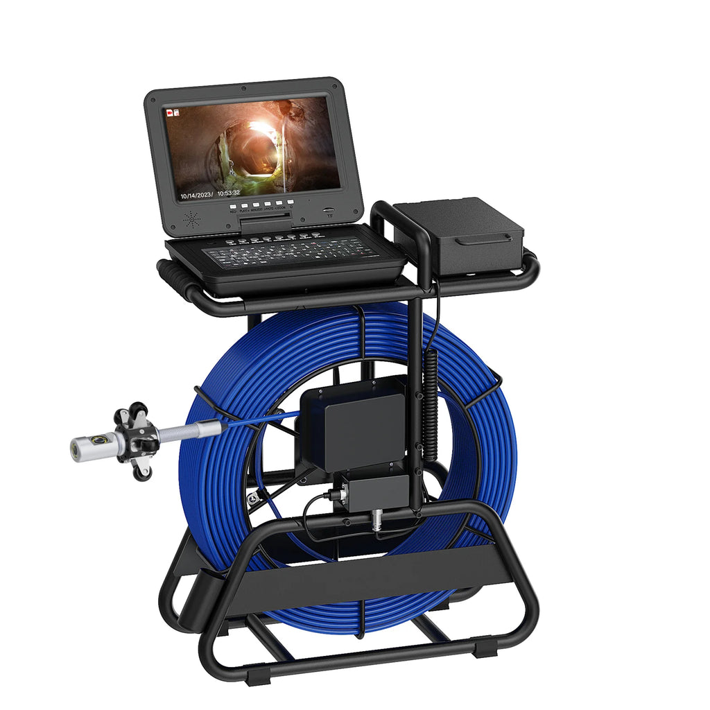 Sewer Camera Inspection 360 Degrees 10″inch IPS+Cable Diameter ø7mm+512HZ Transmitter Locator+Meter Counter+Keyboard