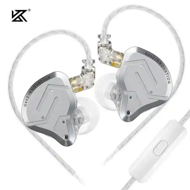 KZ ZSN Pro 2 In-Ear Monitors: Hybrid Dual Driver HiFi Audio ZSNPro2 Silver MIC China Mainland Tidesmit