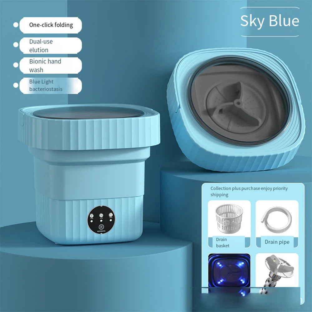 Tidesmit 11L 6L portable mini washing machine with drain basket for travel camping and apartment laundry