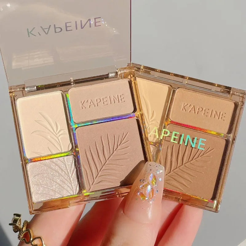 Tidesmit 4Colors matte highlighter and contour palette shade swatch for 3D facial sculpting and brightening
