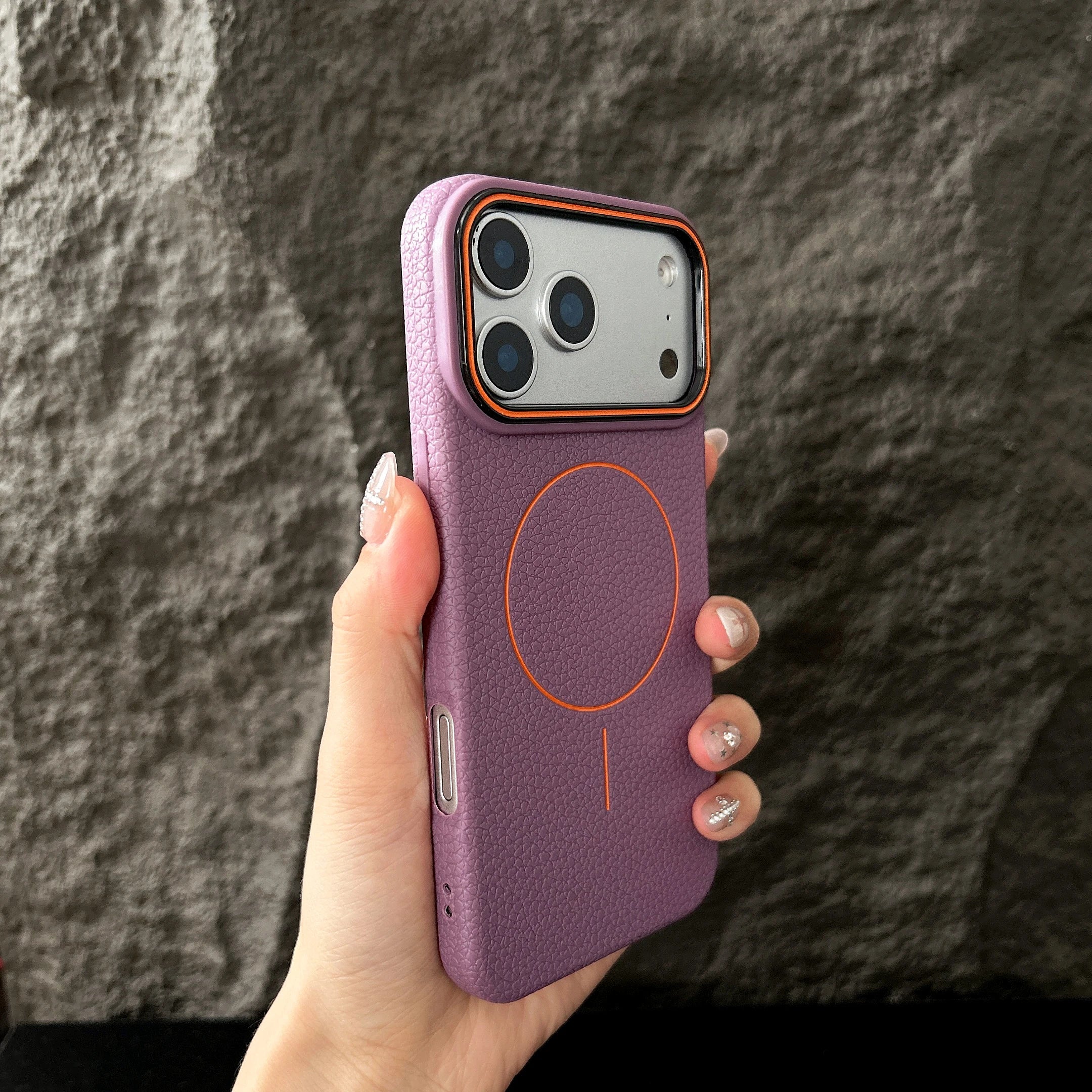 Magnetic iPhone Case with Lichee Pattern | Shock-Absorbing Slim TPU Cover Purple Tidesmit