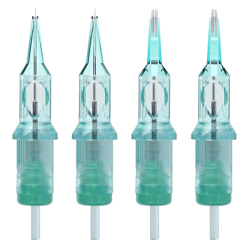Green transparent VIPER PMU tattoo cartridge needles for lip makeup, SMP, and precise tattooing.