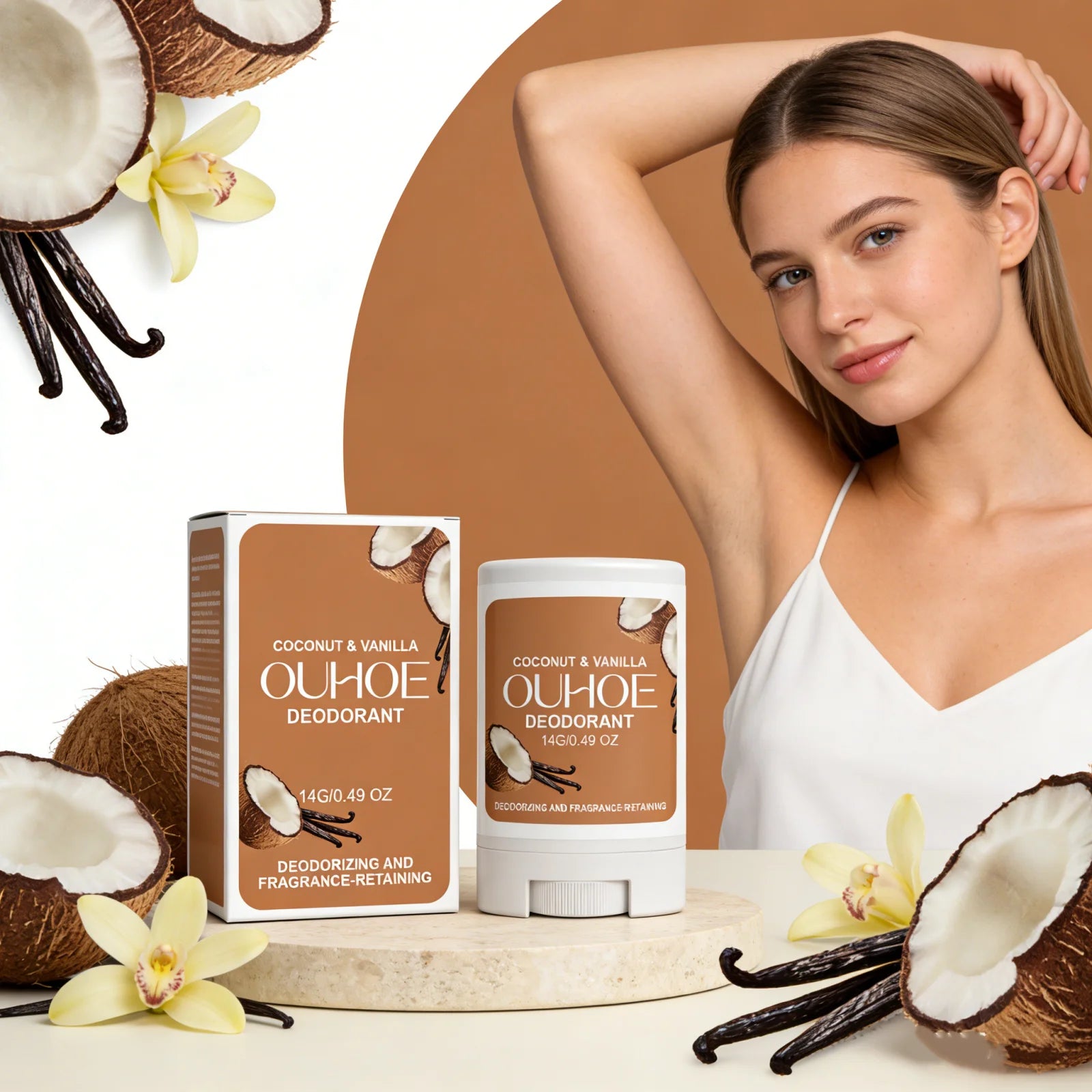 Tidesmit coconut vanilla deodorant stick for effective armpit odor control and long-lasting underarm freshness.