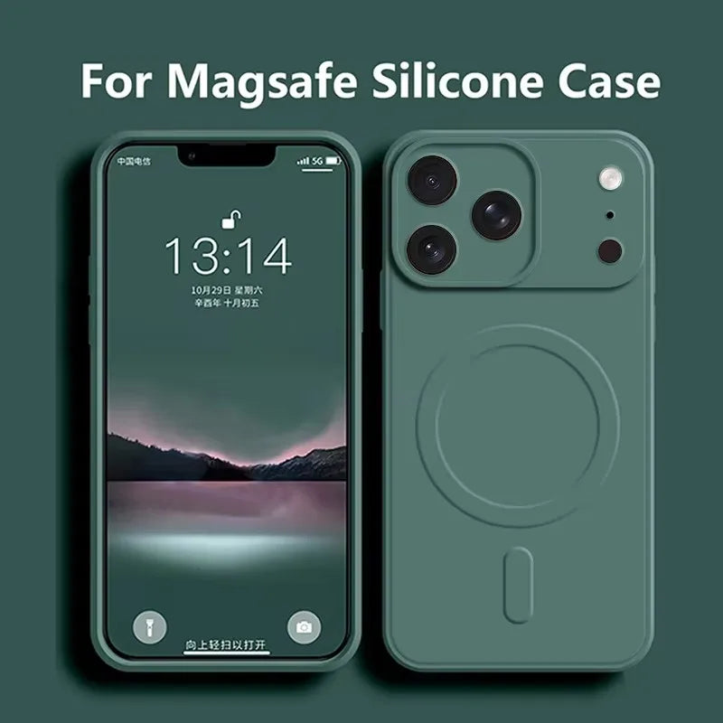 Magnetic Silicone iPhone Case - Shock-Absorbing MagSafe Cover for iPhone Tidesmit