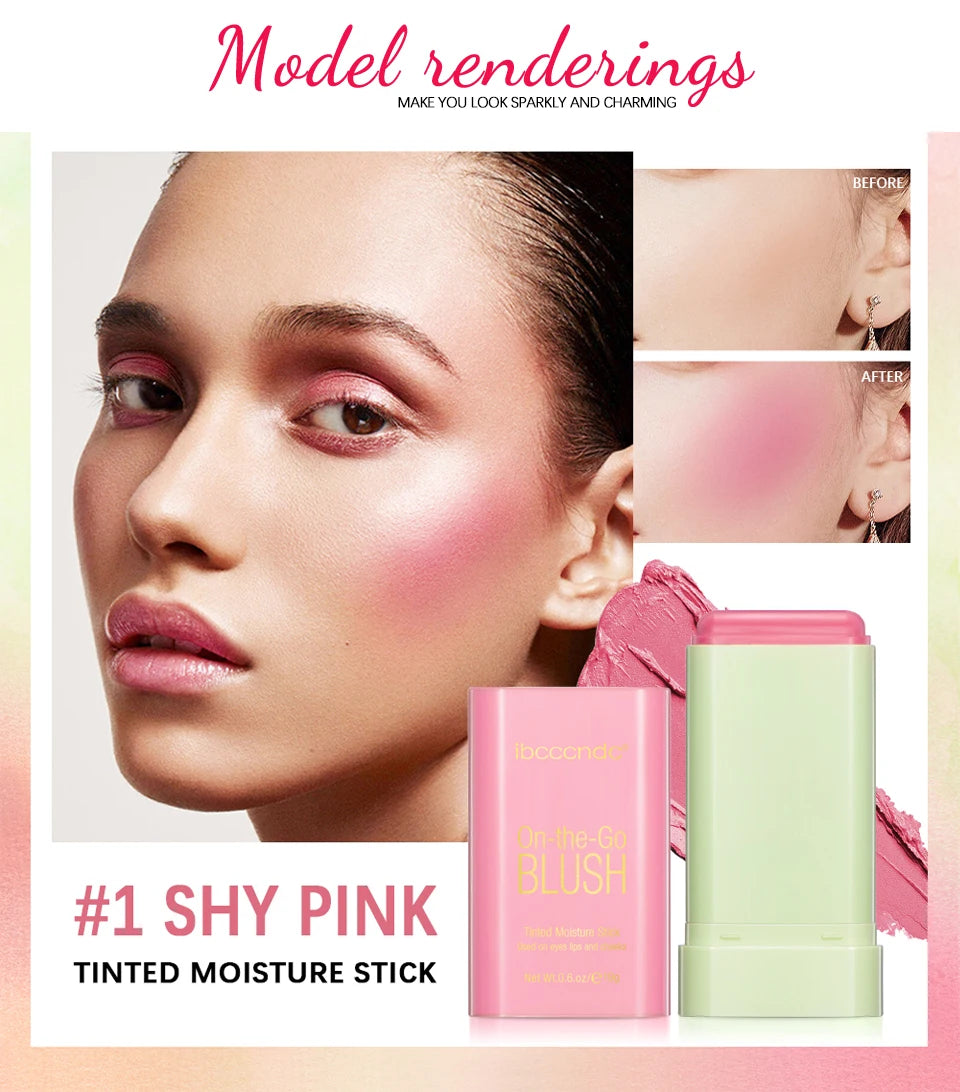 Tidesmit multi-functional waterproof cream blush stick showing product texture and high color rendering detail view