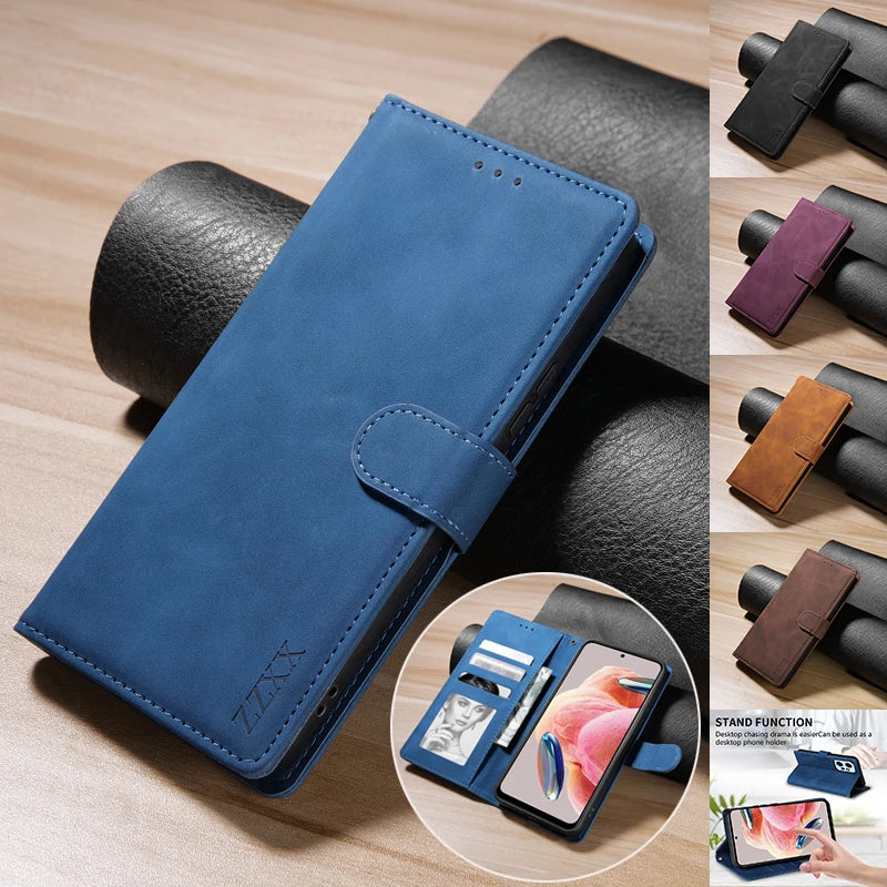 Redmi Note Wallet Case - Shock-Absorbing Leather Flip Cover Tidesmit
