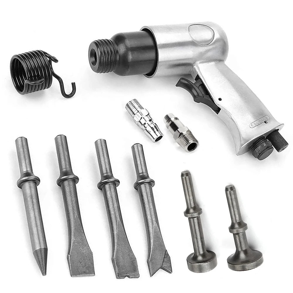 3/8'' 150mm Air Hammer Professional Handheld Pistol Gas Shovels Small Rust Remover Air Shovel Pneumatic Tools with 4 Chisels