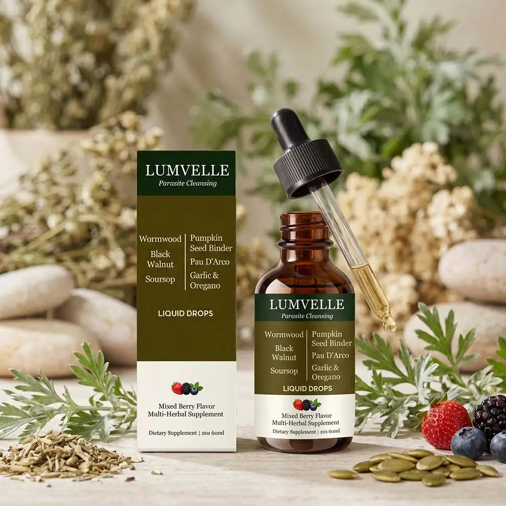 Lumvelle Wild Harvested Wormwood Liquid Drops with 7 Plant Ingredients Gut Cleaning Support & Digestive Balance Daily Wellness