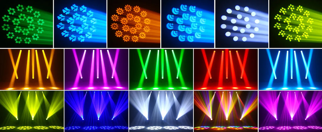 U'King 150W Beam Moving Head Light Rotating 18 Prisms 14 Gobos LED Rainbow Effect Zoom Stage Light DMX512 for DJ Disco Wedding