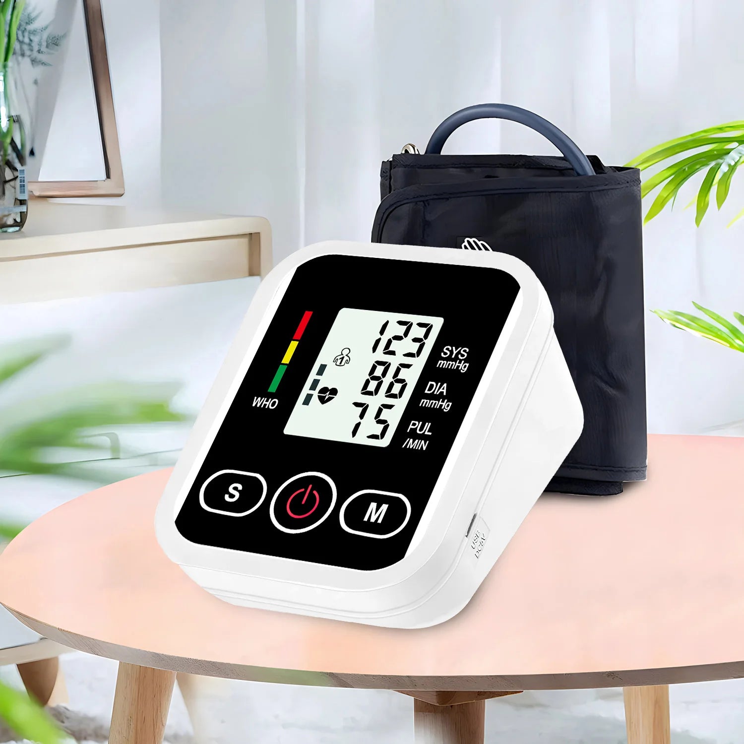 Arm Blood Pressure Monitor LCD Pressure Sensor Monitor BP Automatic Tonometer Digital Tensiometer LED Display Cuff Heart