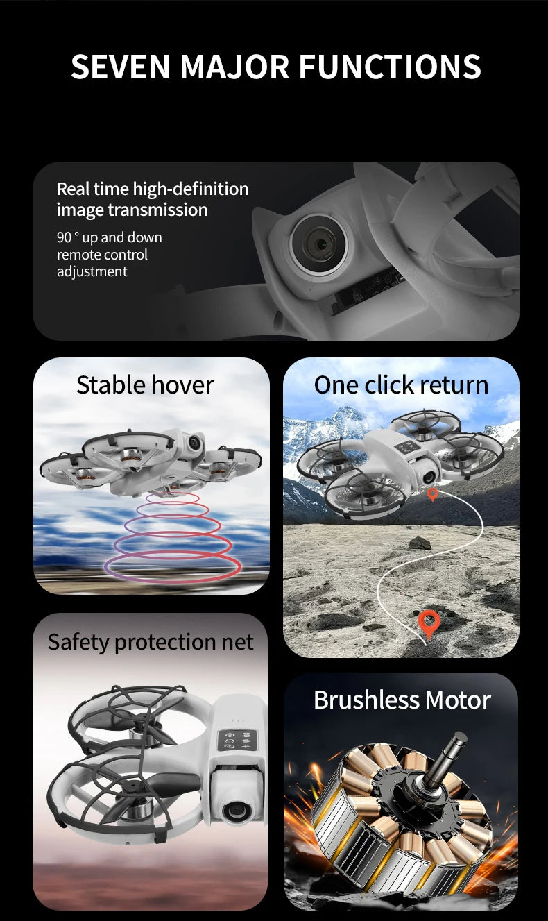 Foldable Camera Drone with HD FPV and Obstacle Avoidance - Gray Tidesmit