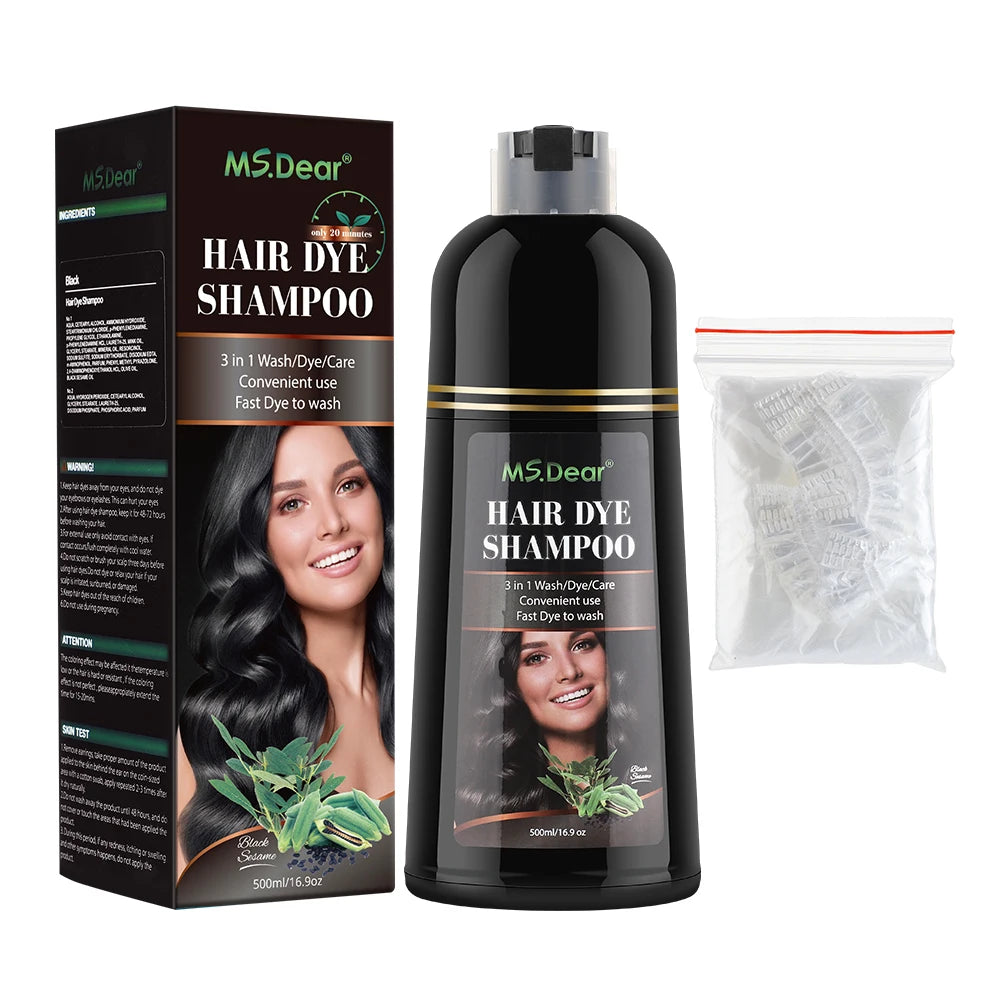 500ml Instant Black Dye Shampoo Black Coffee Color Hair Coloring Natural Herbal Ginseng Hair Repair Shampoo Hair Dyed Care