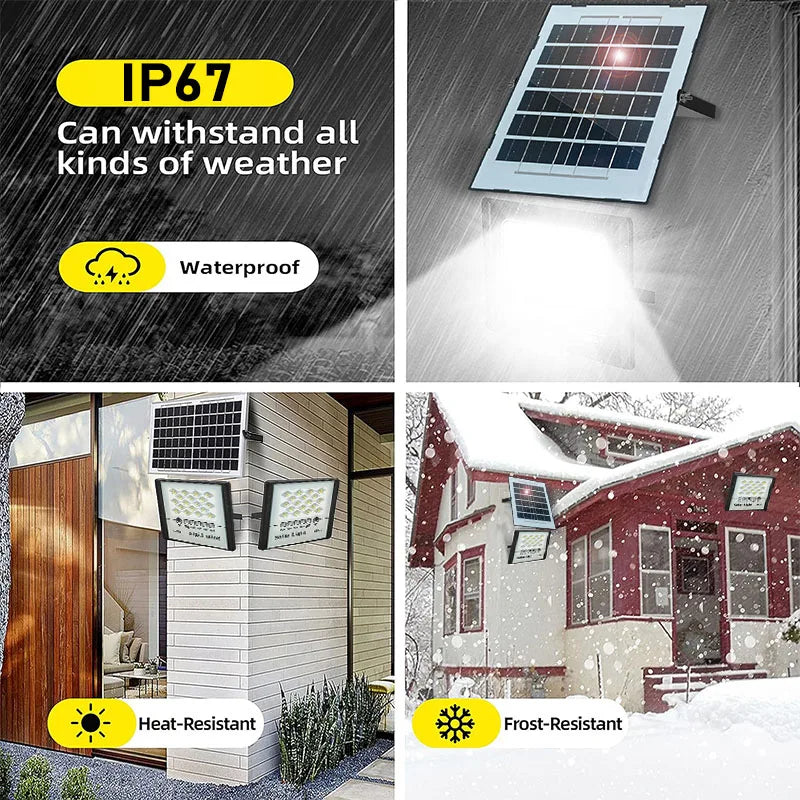 144LED Solar Light High bright 2 Head Flood Light Waterproof IP67 Outdoor Garden Wall Light With Aluminum Solar Panel For Garden
