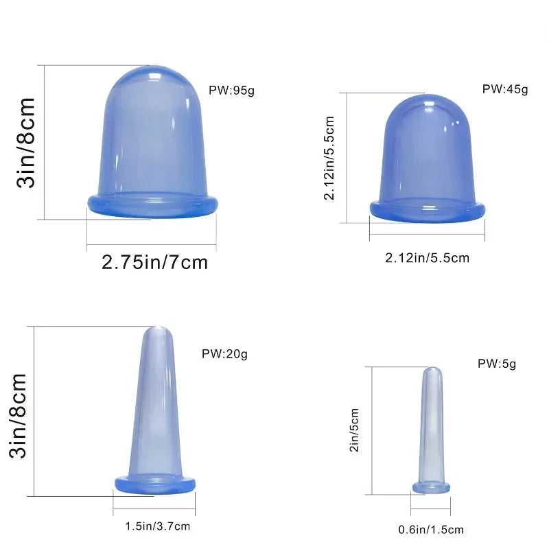 Silicone Vacuum Cupping Set for Facial Lift and Deep Tissue Recovery Back Massage Instrument Tidesmit