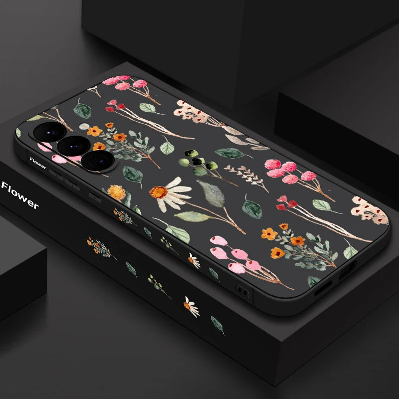 Floral Samsung Galaxy S25 Ultra Case | Slim Shock-Absorbing Cover A088 Black Tidesmit