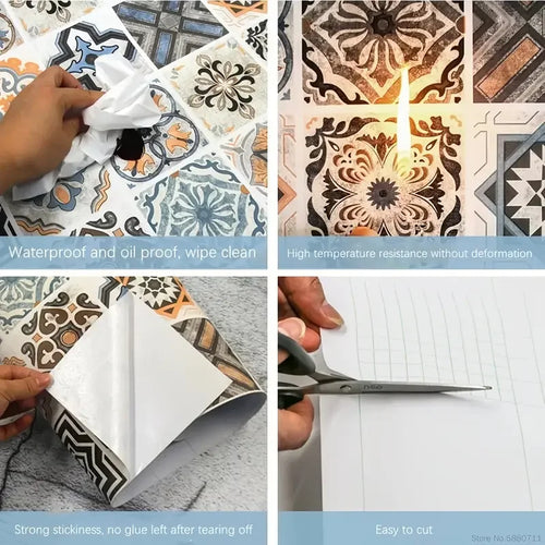 Decorative waterproof vinyl wallpaper roll with oil-proof protective backing