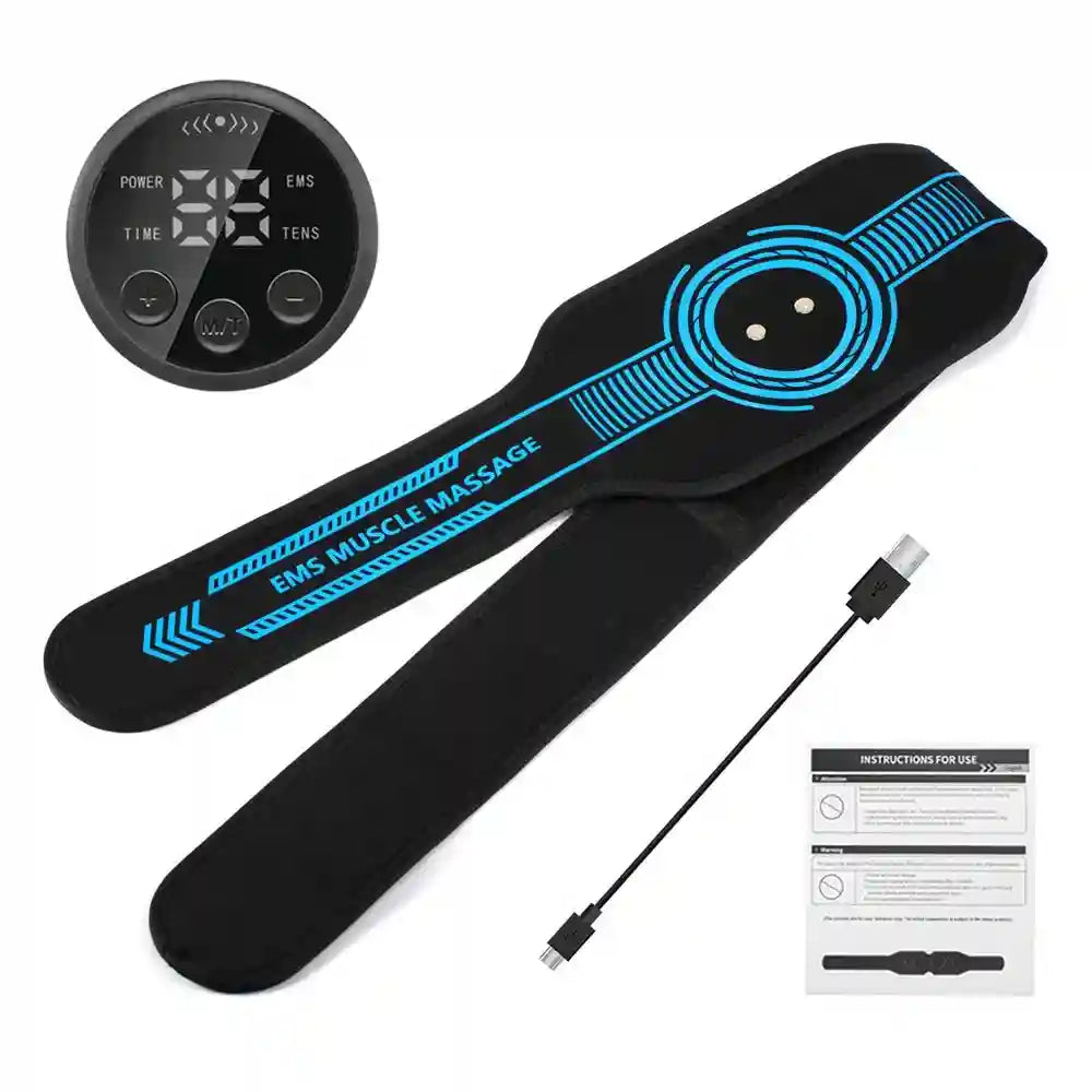 EMS Muscle Stimulator Belt | Rechargeable Electric Abdominal Trainer Massage Roller Tidesmit