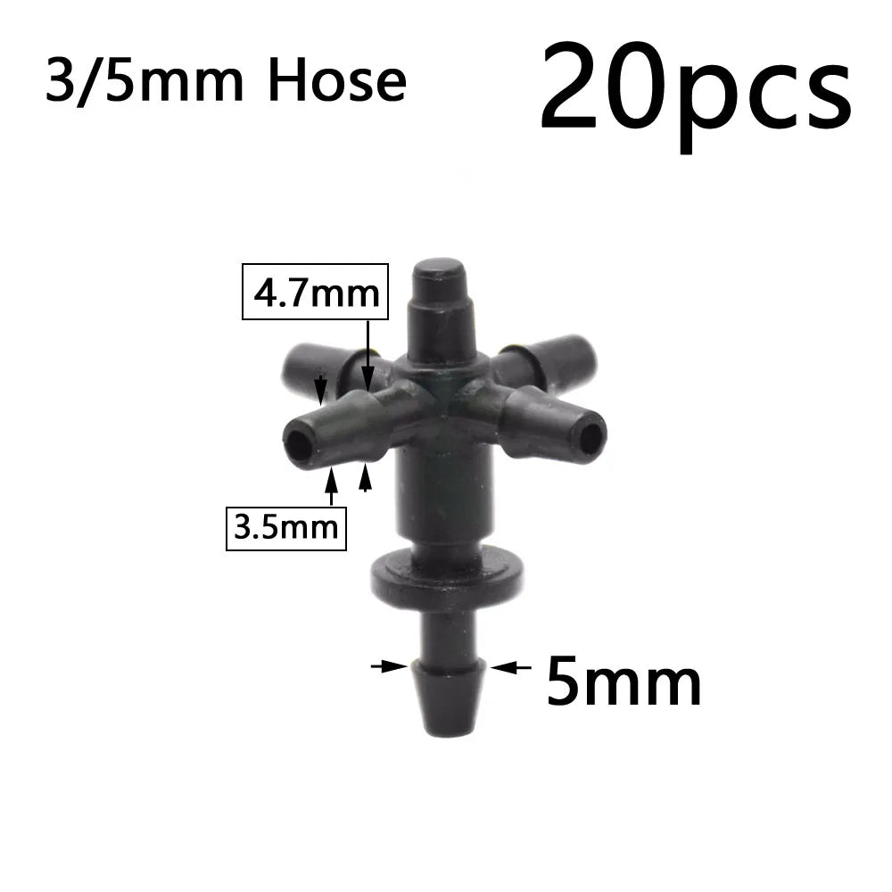 Garden Drip Irrigation Dropper 1/8" 2/4-Way Water Pipe Connector 4/7mm To 3/5mm Hose Bend Arrow Emitter Watering Dripper