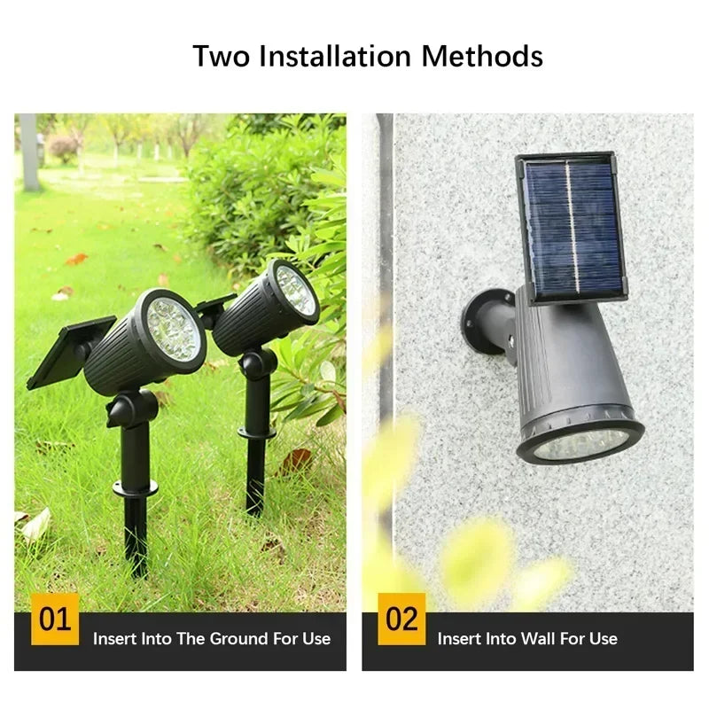 Solar 9 LED Ground Lights Outdoor, IP65 Waterproof Brightness Adjustable Spot Light for Garden Backyard Driveway Patio Decor