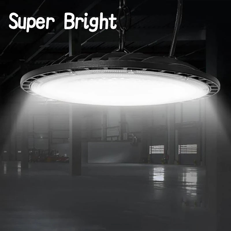 High Bay Lights 100W/150W/200W/300W UFO LED Super Bright Commercial Industrial Lamps Market Warehouse Garage Industrial Lighting