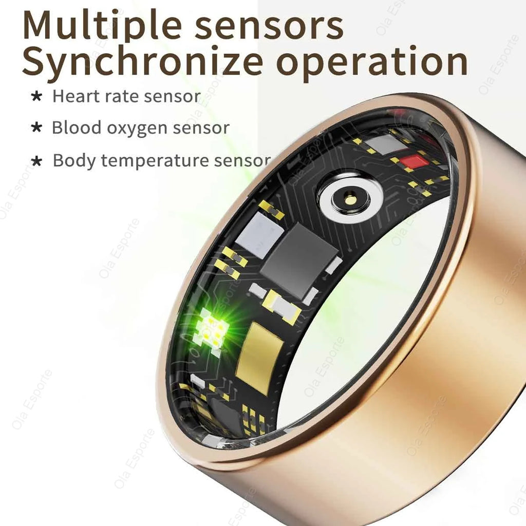 R09 Smart Ring Men Women with Charging Case,Heart Rate Blood Oxygen,Skin Temperature Monitor,5ATM Waterproof For Android iOS